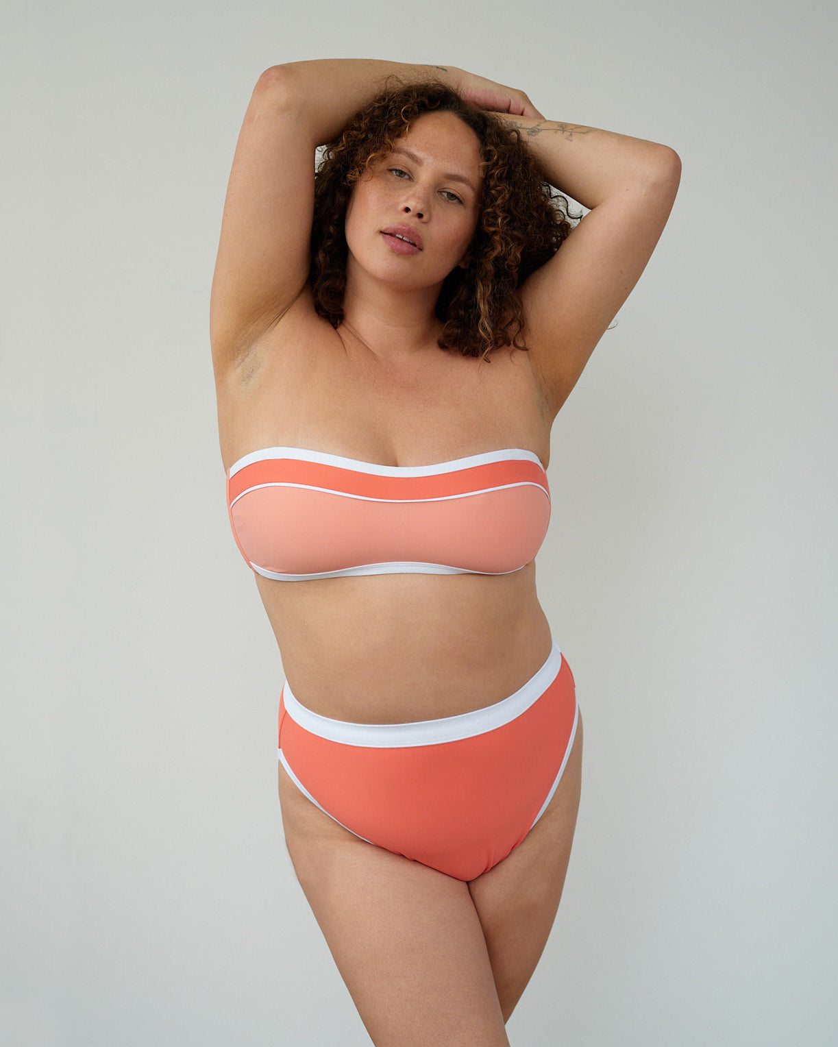 Griffin Coral Bandeau Piping Top