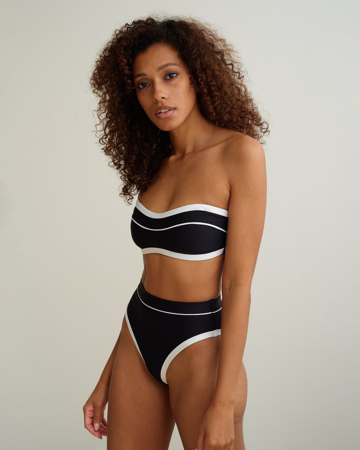 Griffin Black Bandeau Piping Top